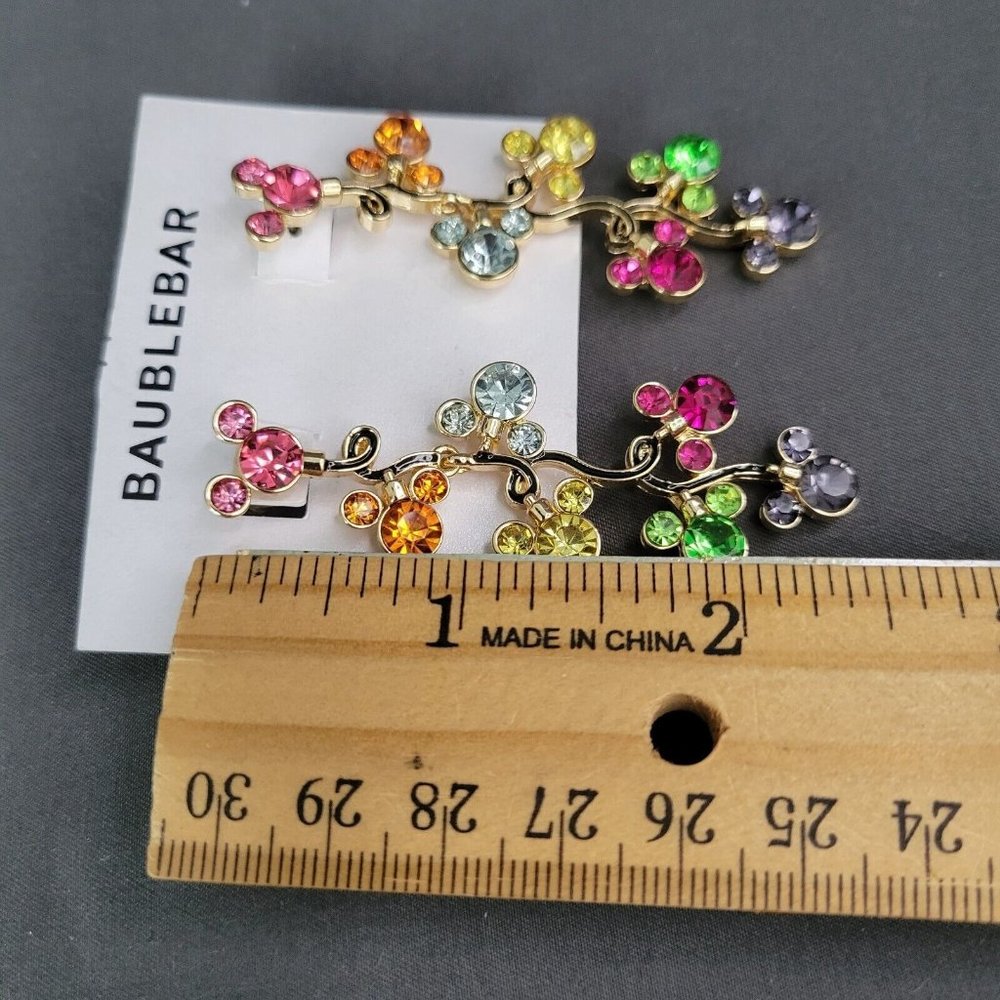 Disney BaubleBar Mickey Mouse Fashion Earrings Multicolor Rhinestone 2 1/2" NEW - Picture 7 of 7